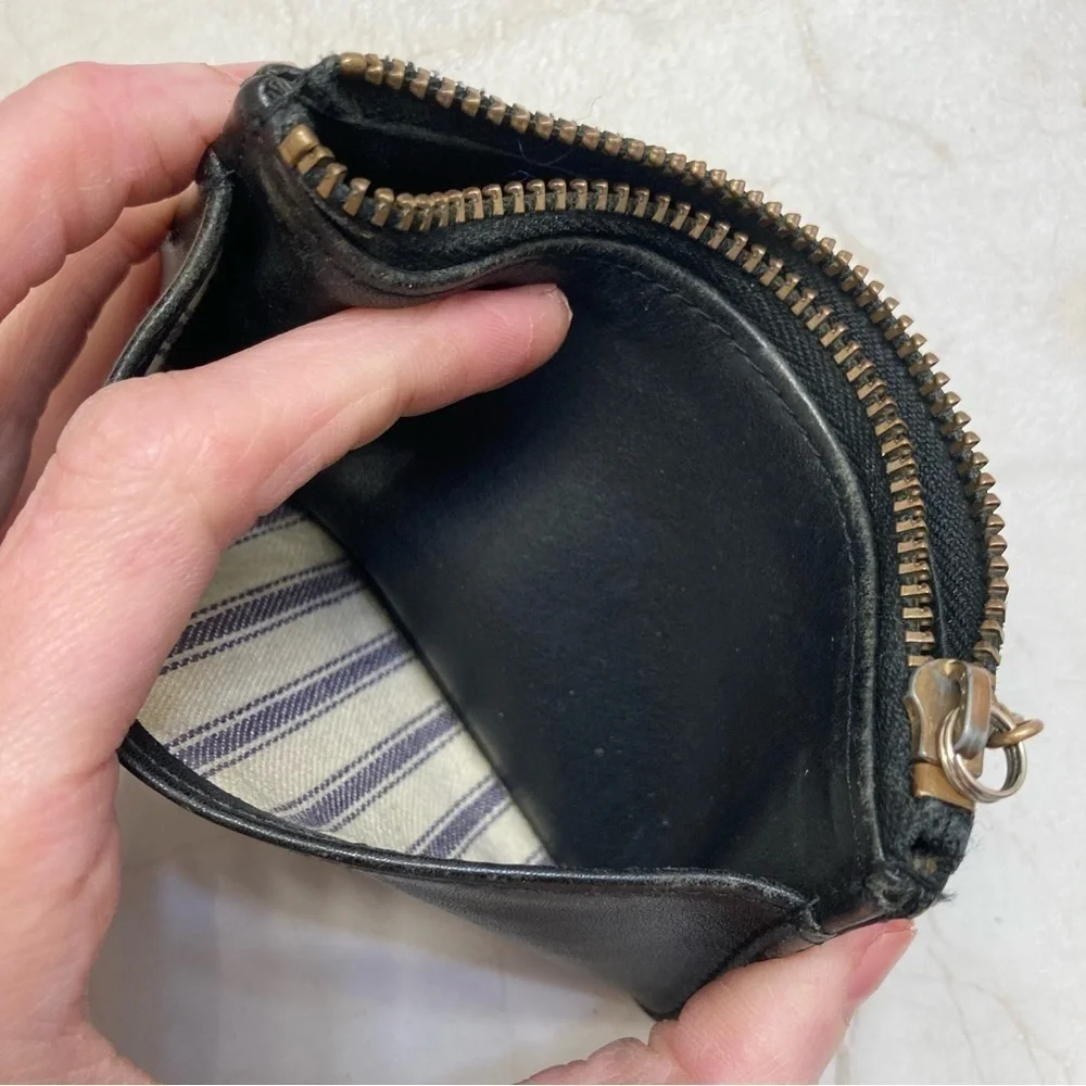 Coach black leather vintage keyring cardholder